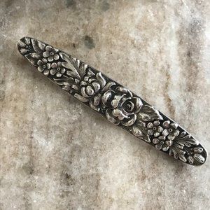 Steiff 925 Sterling Silver Floral Bar Brooch